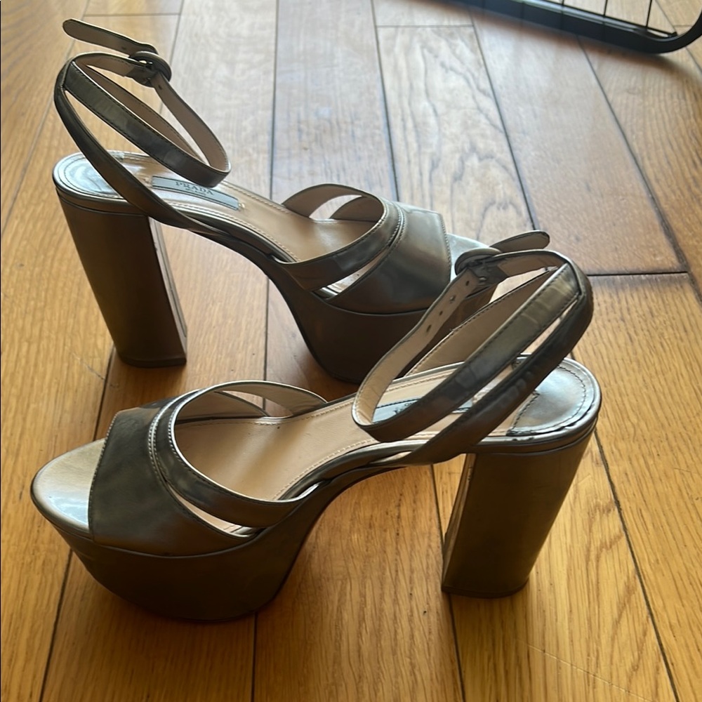 Prada Silver Women's Platform Sandals - Picture 2 of 5